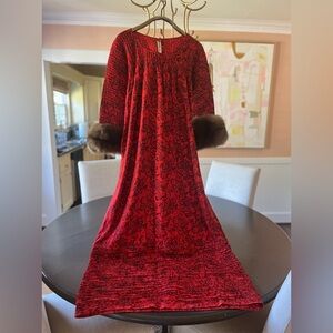 Vintage 1960’s Geoffrey Beene gown with mink cuffs